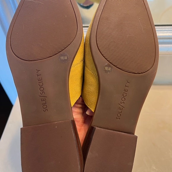 Sole society suede leather yellow flat slides size 9 - Picture 10 of 11